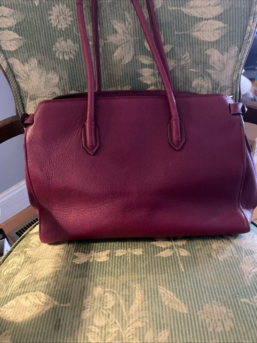 Furla Burgundy Leather Top-Handle Tote